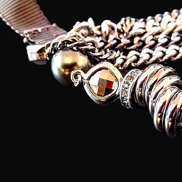 Stainless Steel Multi Chain, Ring & Bead 16-19" Necklace ~ Varied Silver Tones! - Picture 8 of 14